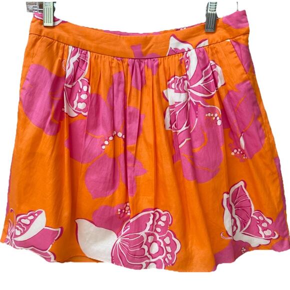 Lilly Pulitzer Orange Pink Multi-Color Floral Mini WHITLEY KEEN PEACH Skirt 4 - Picture 9 of 9